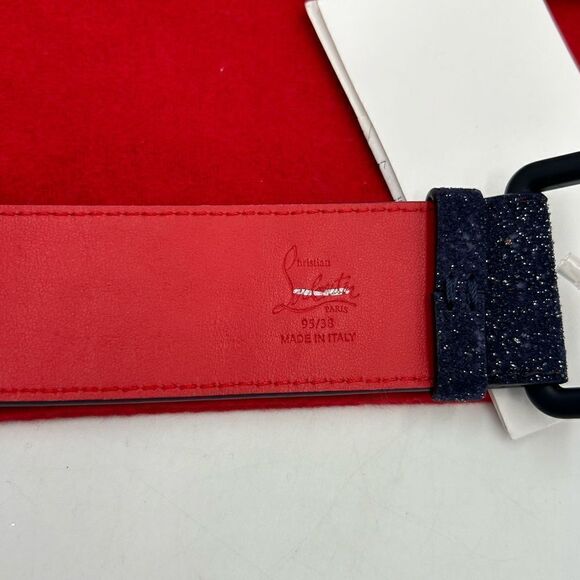Men’s Christian Louboutin blue glitter spike belt size 95 cm/38 made in Italy - Picture 8 of 8